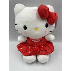 Sanrio Hello Kitty 2024 Christmas Plush Red Candy Cane Dress & Bow 8" NEW W/ Tag